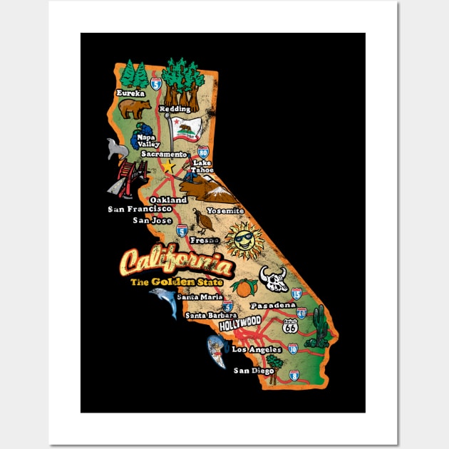 Vintage California State Map (Distressed) Wall Art by Slightly Unhinged